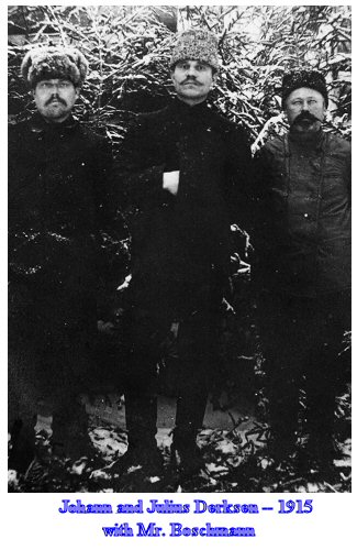 Gerhard and Julius Derksen with Mr. Boschmann, 1915