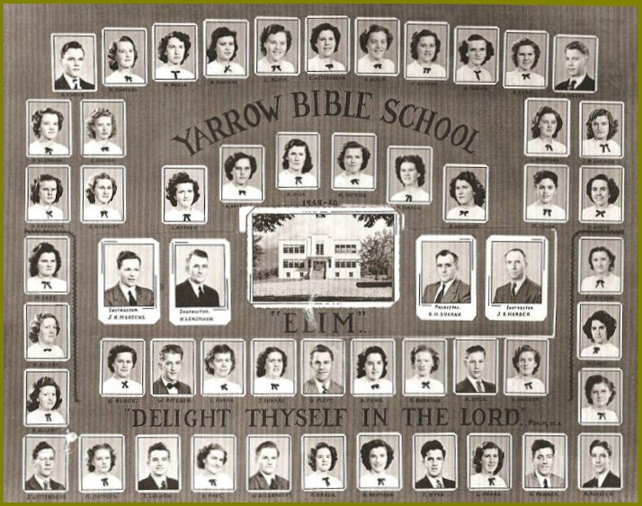 Yarrow Elim Bible School 1949-50