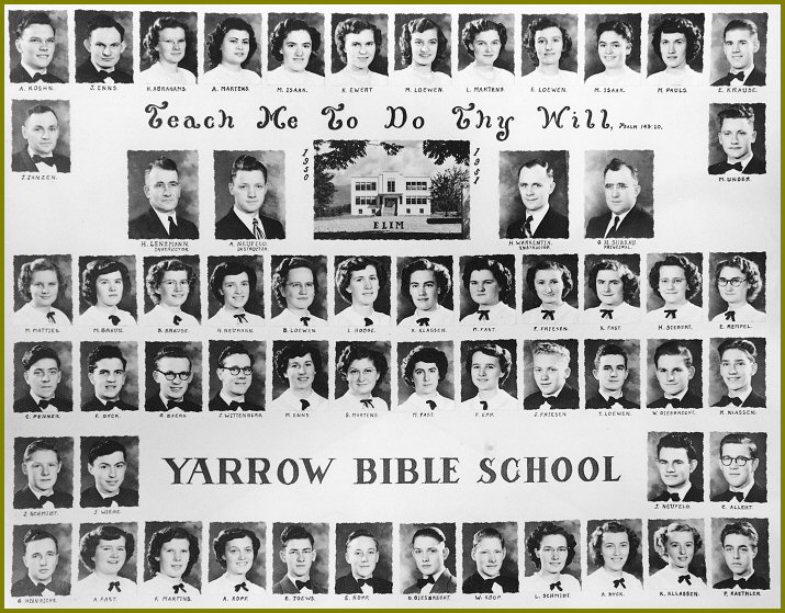 Elim Bible School 1950-51